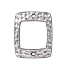 22x17mm TierraCast Drilled Hammertone Rectangle Links - Rhodium Plated
