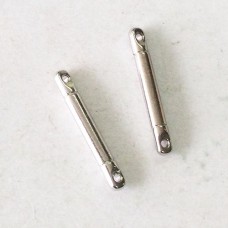 3/4" (20mm) TierraCast Large Hole Bead Bar Links - Antique .999 Fine Silver Plated  - Pack of 2