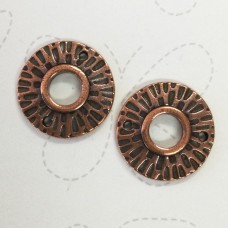 22mm TierraCast Radiant Round Links - Antique Copper Plated - Pack of 2