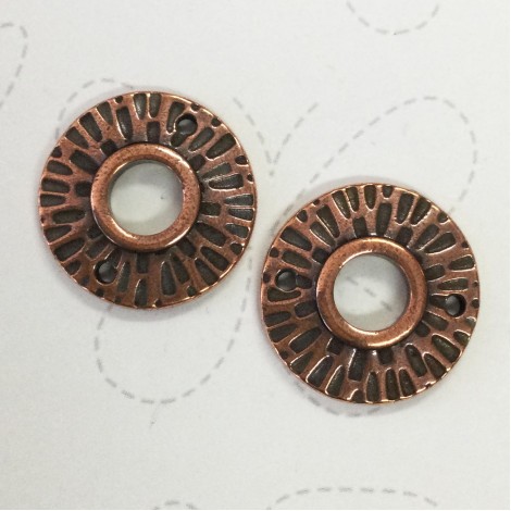 22mm TierraCast Radiant Round Links - Antique Copper Plated - Pack of 2 22mm TierraCast Radiant Round Links - Antique Copper Plated - Pack of 2