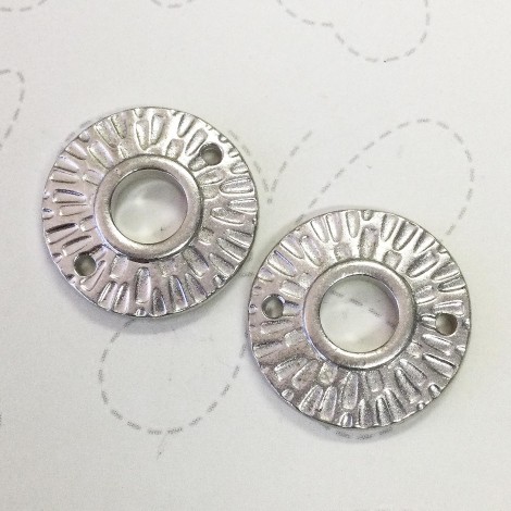 22mm TierraCast Radiant Round Links - Fine Silver Plated - Pack of 2