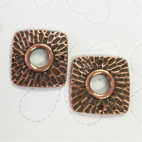 22mm TierraCast Radiant Square Link - Antique Copper Plated - Pack of 2