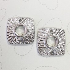22mm TierraCast Radiant Square Link - Fine Silver Plated - Pack of 2