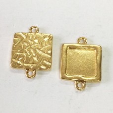 18mm (13mm ID) TierraCast Square Frame Links - 22K Gold Plated - Pack of 2