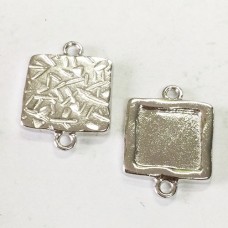 18mm (13mm ID) TierraCast Square Frame Links - Fine Silver Plated - Pack of 2
