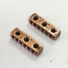 20mm TierraCast 3-Hole Beaded Spacer Bars - Antique Copper Plated - Pack of 2
