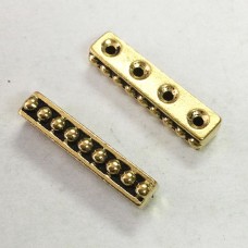 20mm TierraCast 4-Hole Beaded Spacer Bars - Antique 22K Gold Plated - Pack of 2