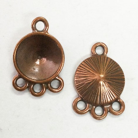 12mm TierraCast Rivoli Crystal 1-3 Bezel Drop - Ant Copper - Pack of 2