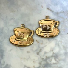 20x15mm Teacup Raw Brass Charm - Pack of 4
