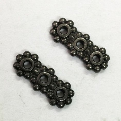 15mm TierraCast 3-Hole Heishi Spacer Bars - Black Oxide - Pack of 4