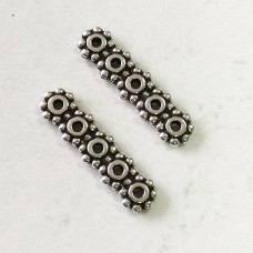 25mm TierraCast 5-Hole Heishi Spacer Bars - Antique Fine Silver Plated - Pack of 2
