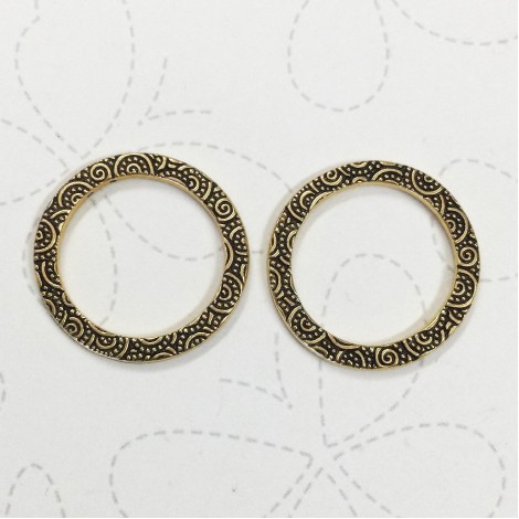 25mm TierraCast Spiral Rings - 22K Gold Plated - Pack of 2