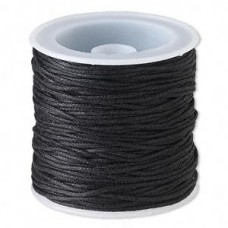 1mm Lightly Waxed Black Cotton Cord - 25m spool 