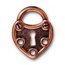 25x20mm TierraCast Vintage Lock Link/Drops - Antique Copper Plated - Each