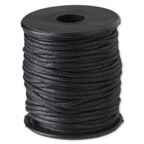 2mm Lightly Waxed Light Black Cotton Cord - 25m spool 