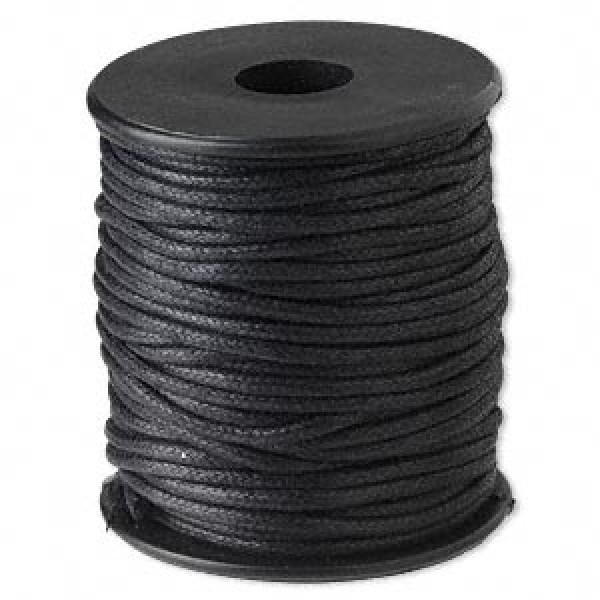 2mm Lightly Waxed Light Black Cotton Cord 25m spool