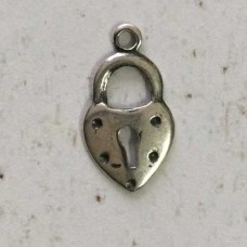 8mm Sterling Silver Plated Heart Lock Charm Drops - Pack of 7