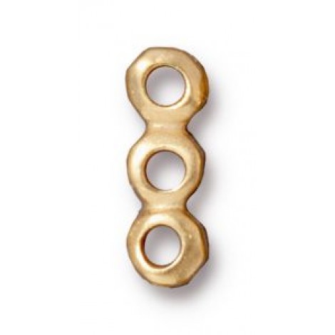 5x14mm TierraCast 3-Hole Nugget Link Spacer Bar - 22K Gold Plated