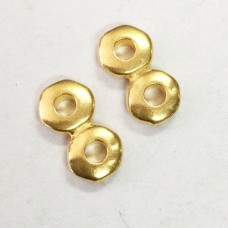 13mm TierraCast Nugget Large 2.25mm 2-Hole Link Bars - 22K Gold Plated - Pack of 4
