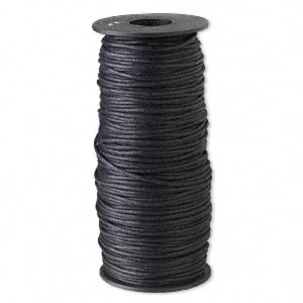 2mm Lightly Waxed Light Black Cotton Cord 100m spool