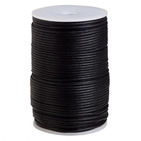 2mm Lightly Waxed Light Black Cotton Cord - 100m spool 2mm Lightly Waxed Light Black Cotton Cord - 100m spool