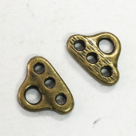 10.4x7.5mm TierraCast 3-Hole End Bars - Brass Oxide - Pack of 2