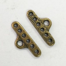 19.5x7.8mm TierraCast 6-Hole End Bars - Brass Oxide - Pack of 2