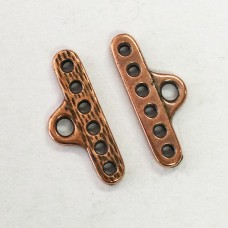 19.5x7.8mm TierraCast 6-Hole End Bars - Antique Copper - Pack of 2