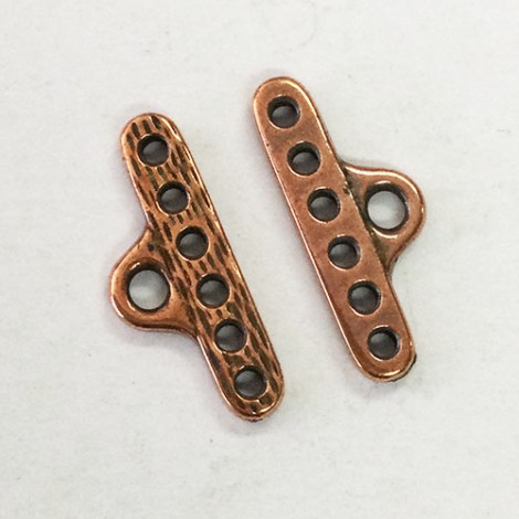 19.5x7.8mm TierraCast 6-Hole End Bars - Antique Copper - Pack of 2 19.5x7.8mm TierraCast 6-Hole End Bars - Antique Copper - Pack of 2