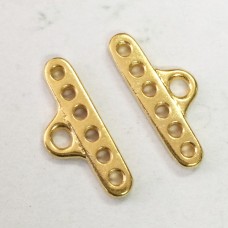 19.5x7.8mm TierraCast 6-Hole End Bars - 22K Gold Plated - Pack of 2