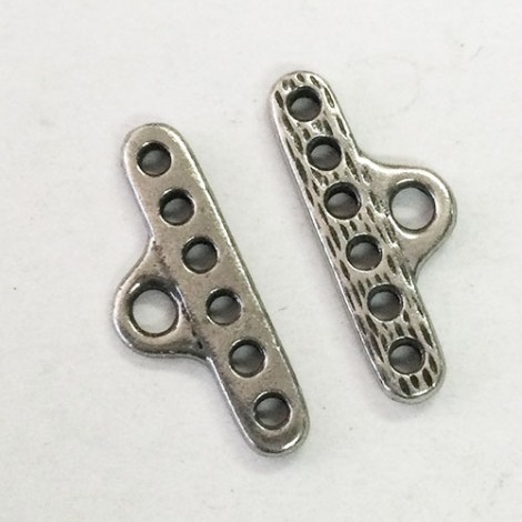 19.5x7.8mm TierraCast 6-Hole End Bars - Antique Pewter - Pack of 2