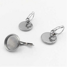 316L Surgical Stainless Steel Leverback Earrings w-12mm Setting