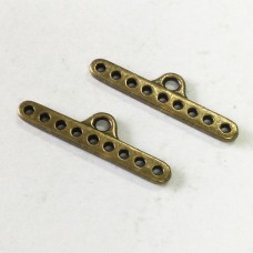 28x7.7mm TierraCast 9-Hole Connector End Bars - Brass Oxide - Pack of 2