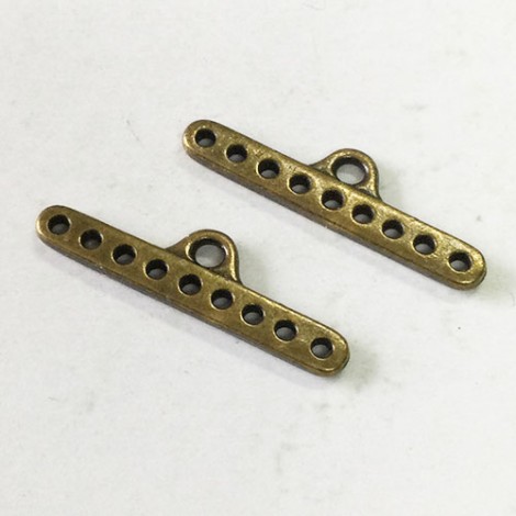 28x7.7mm TierraCast 9-Hole Connector End Bars - Brass Oxide - Pack of 2 28x7.7mm TierraCast 9-Hole Connector End Bars - Brass Oxide - Pack of 2