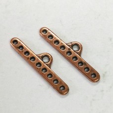 28x7.7mm TierraCast 9-Hole Connector End Bars - Antique Copper - Pack of 2