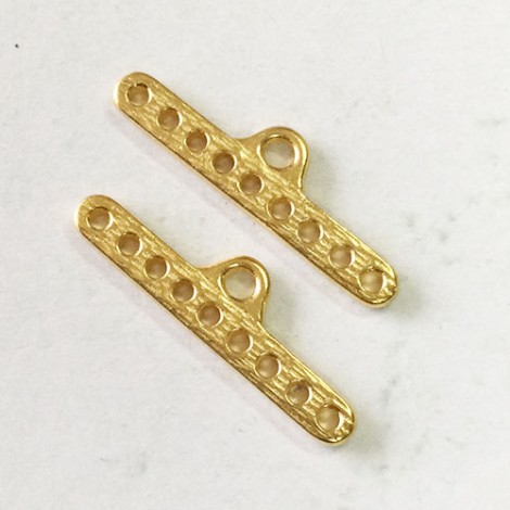 28x7.7mm TierraCast 9-Hole Connector End Bars - 22K Gold Plated - Pack of 2