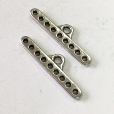 28x7.7mm TierraCast 9-Hole Connector End Bars - Antique Pewter - Pack of 2