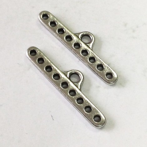 28x7.7mm TierraCast 9-Hole Connector End Bars - Antique Pewter - Pack of 2 28x7.7mm TierraCast 9-Hole Connector End Bars - Antique Pewter - Pack of 2