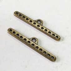 36.9x7.7mm TierraCast 12-Hole End Bars - Brass Oxide - Pack of 2