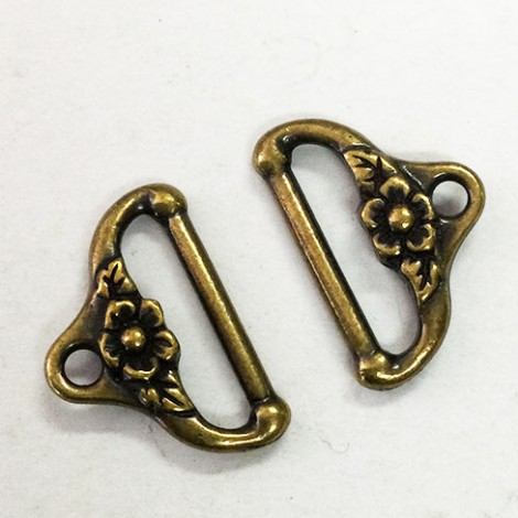 19.4x13.3mm TierraCast Floral End Bar Links - Brass Oxide - Pack of 2 19.4x13.3mm TierraCast Floral End Bar Links - Brass Oxide - Pack of 2