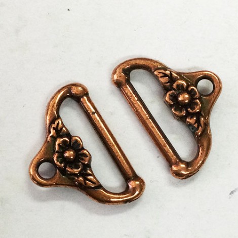 19.4x13.3mm TierraCast Floral End Bar Links - Antique Copper - Pack of 2
