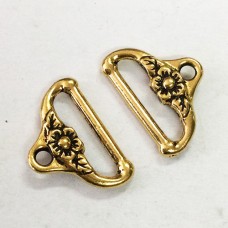 19.4x13.3mm TierraCast Floral End Bar Links - 22K Gold Plated - Pack of 2