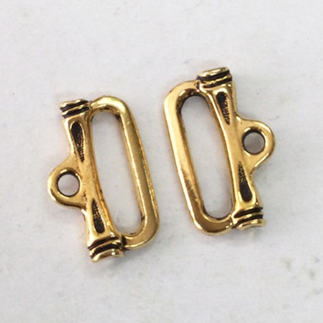 19x12mm TierraCast Bamboo End Bars - Antique 22K Gold - Pack of 2