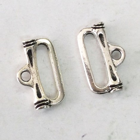 19x12mm TierraCast Bamboo End Bars - Antique Fine Silver Plated - Pack of 2 19x12mm TierraCast Bamboo End Bars - Antique Fine Silver Plated - Pack of 2
