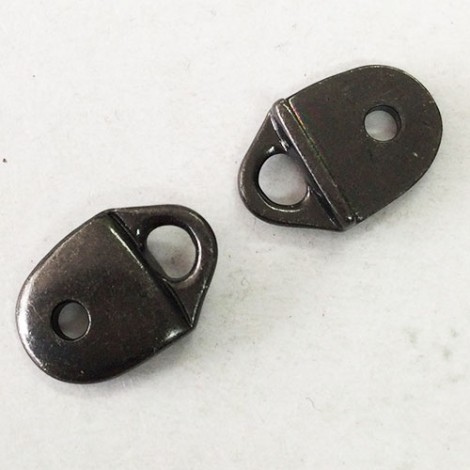11x17mm TierraCast Plain Leather Strap Tip Link - Black Oxide - Pack of 2