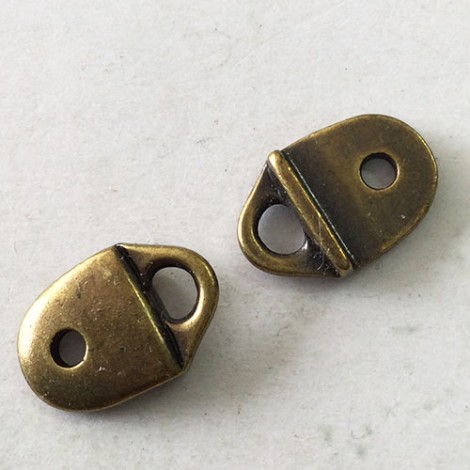 11x17mm TierraCast Plain Leather Strap Tip Link - Brass Oxide - Pack of 2 11x17mm TierraCast Plain Leather Strap Tip Link - Brass Oxide - Pack of 2