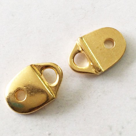 11x17mm TierraCast Plain Leather Strap Tip Link - 22K Gold Plated  - Pack of 2