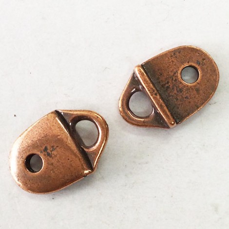 11x17mm TierraCast Plain Leather Strap Tip Link - Antique Copper - Pack of 2