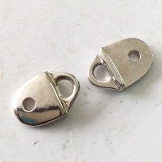 11x17mm TierraCast Plain Leather Strap Tip Link - Rhodium Silver Plated - Pack of 2