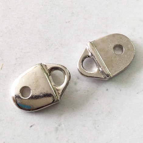 11x17mm TierraCast Plain Leather Strap Tip Link - Rhodium Silver Plated - Pack of 2